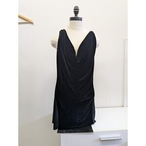 Flouce tbd velvet scoop‎ neck black classy tank top size Large elegant blouse